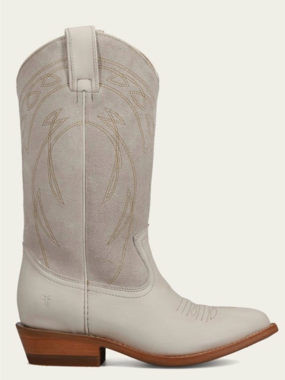 Frye NWT Billy Western Two Tone Suede Leather Boots in Ivory White Women's 9.5